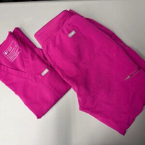 Figs Raspberry Sorbet Figs Scrub Set - Catarina top XS & Jogger bottom Small